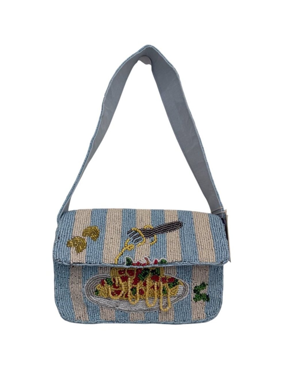 Sol and Mer Striped Spaghetti 3D Pasta Meatballs Beaded Bag Made in India NWT
